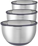 Winzbacher Edelstahl Schüssel mit GLAS-Deckel [3er Set] 1l + 2.5l + 4.5l |...