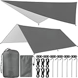 ZHHGOO Tarp 3x3M Wasserdicht, Zeltplane Camping Zelt Tarp mit Ösen...