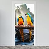 Estika Türtapete selbstklebend - Papageien - 95x205 cm - Einem Bogen...