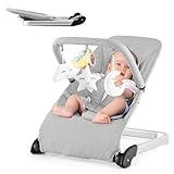 COSTWAY 2 in 1 Babywippe klappbar, tragbare Babyschaukel mit abnehmbarem...