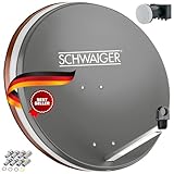 SCHWAIGER Satellitenschüssel Komplettset mit Quad LNB 4fach Digital HD 4K...