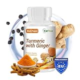 Kurkuma Kapseln mit Ingwer & Schwarzem Pfeffer - 90 Vegane Tabletten -...