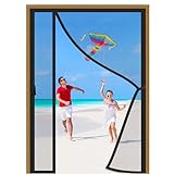 Fliegengitter Tür Balkontür 130x205cm Schwarz Insektenschutz Magnetischer...