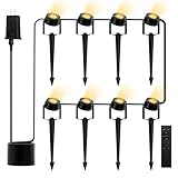 JACKYLED 8 Stück Gartenbeleuchtung mit Fernbedienung und 24V Adapter, 9W...