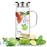 Litimkat 1.5L Wasserkaraffe aus Glas,Wasserkrug mit Versiegeltem...