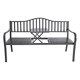 Metall Gartenbank mit integriertem Tisch - 150 x 56 cm - Sitzbank 2in1...