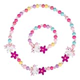 1 Set Einhorn Schmuck Set FüR Kinder, Bunte Halskette Und Armband Aus...