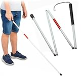 Wxinsheng Blindenstock,124cm Klappbarer Aluminium Gehstock,Tragbarer...