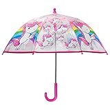 p:os Einhorn Regenschirm für Kinder, transparent, windfest, Stockschirm...