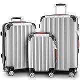 MONZANA® 3tlg. Kofferset, Silber - M-L-XL - inkl. Schloss, Organizer &...