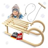 Hörnerrodel 100 cm - Holzschlitten aus massivem Buchenholz -...