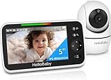 HelloBaby Babyphone mit Kamera, 3500 mAh Akku mit 5 Zoll Bildschirm, 355°...