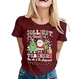 Frohe Weihnachten Shirt Damen Weihnachtsmann Zwerge Weihnachtkugel...