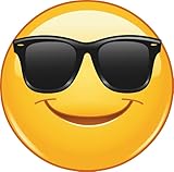 U24 Aufkleber Smily mit Sonnenbrille Autoaufkleber 30 x 30 cm Sticker...