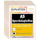 Creative Deco 10 x A5 Sperrholzplatte 3mm | 148 x 210 (+/- 0,5) mm |...