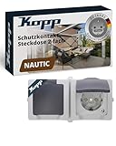 Kopp NAUTIC 2-fach Schutzkontakt-Steckdose mit Klappdeckel in Grau -...