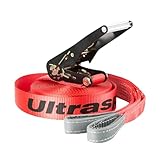 Ultrasport 25 m mit Ratsche, Slackline-Set für Anfänger und Kinder, mit...