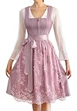 EIISSION Dirndl Damen Trachtenkleid Dirndlkleid midi Tracht Damen Lang Rosa...