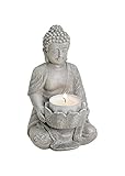 Buddha Figur mit Teelichthalter. Ideal für drinnen und draußen, 14cm hoch...