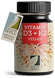 Vitamin D3 K2 VEGAN - 180 Tabletten mit 5000 IE D3 + 200 mcg K2 - Vitamin...