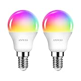 ANWIO Alexa Smart Glühbirnen, E14 Wlan LED Lampen Dimmbar Glühbirne 5W...