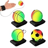 DSLSQD 4 Stück Handgelenk Return Ball,Ball mit Schnur,Springball mit...