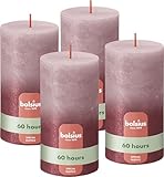 Bolsius Rustik Stumpenkerzen - Fading Metallic -Rose & Rot - 4er Pack -...