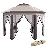 Outsunny Pavillon 4x4m Wasserdicht Pop-up sechseckiger Faltpavillon,...