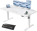 JUMMICO Höhenverstellbarer Schreibtisch mit USB-Ladeanschluss 160 x 70 cm,...