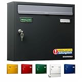 AL Briefkastensysteme Briefkasten Anthrazit RAL 7016 Basic 1er Briefkasten...