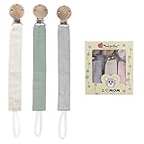 RUBY 3PCS Schnullerkette Stoff Set,Schnullerband Baumwolle,Cotton...