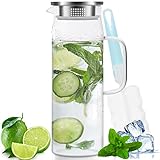 Miudeco Glaskaraffe, 1,5 Liter/51 Unzen Wasserkaraffe mit Deckel, Glaskrug...