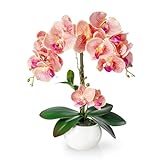 PASCH® Orchideen künstlich in Hochglanz-Keramiktopf (40cm) | Kunstblumen...