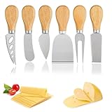 Cuicany 6 Stück Edelstahl Käsemesser mit Holzgriff, Käsemesser...