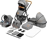 LIONELO Amber Kinderwagen 3 in 1 Kombikinderwagen Set sportlicher Sitz...