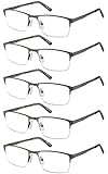 Amcedar 5 stuks Lesebrille Herren Quadratischer Rahmen Metall Grau...