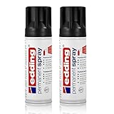 2x edding Permanent Spray tiefschwarz matt 200 ml Premium Acryllack, RAL...