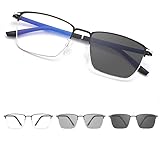 GSKFXJ Herren Photochrome Sonnenbrille, Leichte Brille aus Metall Lesehilf...