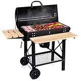 LEHMANN Holzkohlegrill mit Grillrost XL, Grillwagen mit 2...