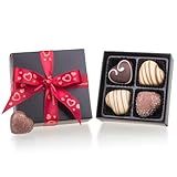ChocoHeart - Herz-Pralinen - vier handgemachte Pralinen in schwarzer...