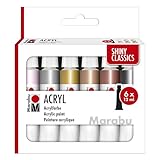 Marabu Acrylfarben Set SHINY CLASSICS, 6 x 12 ml metallisch schimmernde...