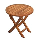 ESTEXO Gartentisch Balkontisch Beistelltisch 48 cm Rund Akazienholz...
