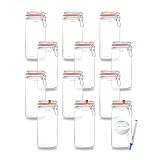 BAUER Flaschenbauer - 12 -teiliges Set Drahtbügel-Vorratsgläser 1550ml,...