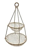 Spetebo Makramee Hängekorb Boho Chic mit 2 Etagen - 55 x 30 cm - Hänge...