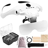 RDDAIPE Lupenbrille mit Licht, USB Ladung Kopfbandlupe mit 4 Led Licht und...