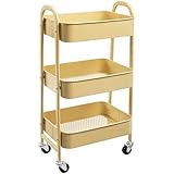 DOEWORKS Servierwagen mit Rollen Rollwagen Metall 3 Etagen Küchenwagen...