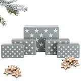 Brandsseller 5er Set Keksdosen aus Metall – Weihnachtsdosen mit Deckel,...