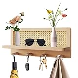Rattan Wandregal - Kinderzimmer Bücherregale mit Schlüsselaufhängern,...