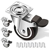 4er Set Möbelrollen 50 mm, Schwerlastrollen mit 4 Bremse, Rollen für...