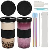 ZgoEC 730ML Bubble Tea Becher Glasbecher mit Strohhalm, 2er Set...